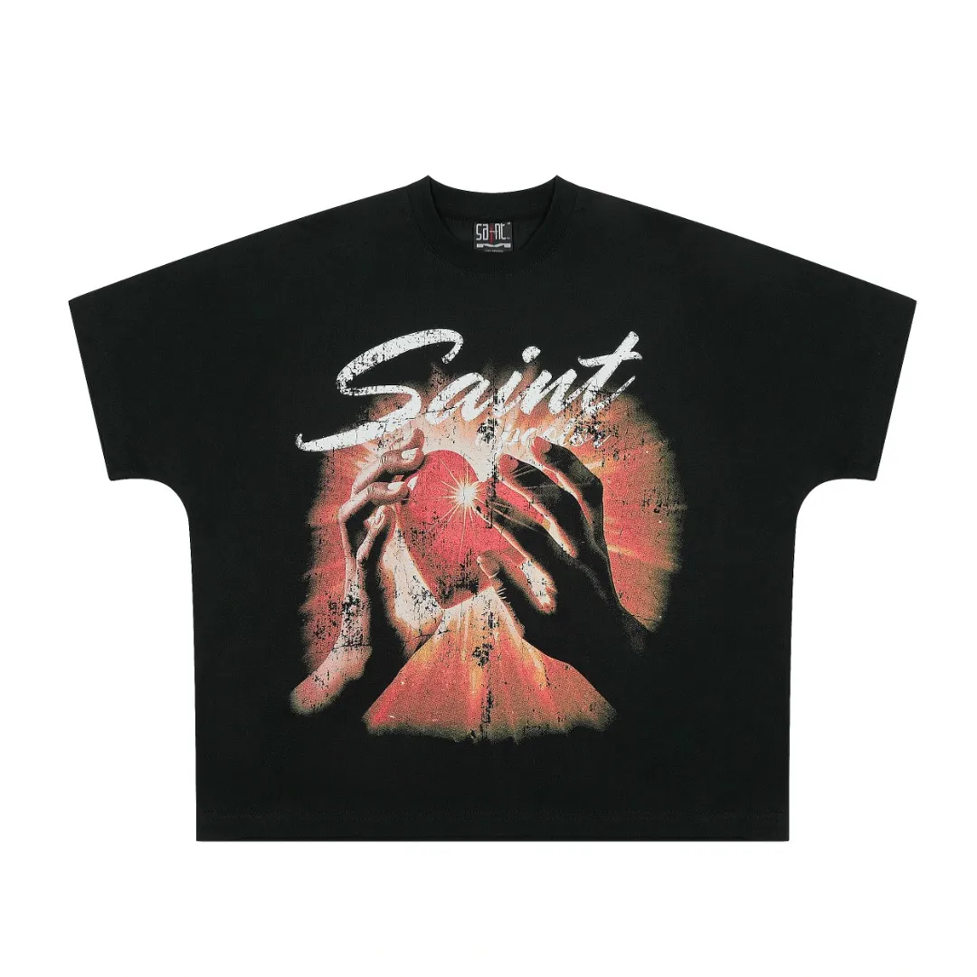 SAINT vintage American fashion special version one-piece short-sleeved T-shirt Wholesale price: 118 Size: M L XL Style number: 2154 Color: black